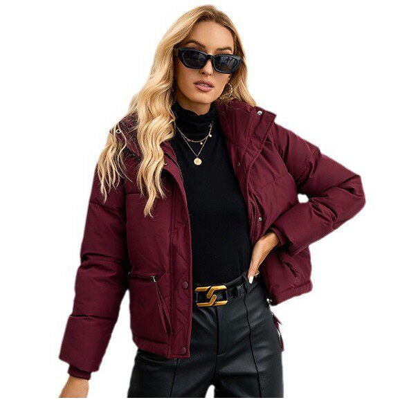 Pufferjacke Damen Kurzschnitt mit Stehkragen - 2 - Jasminaboutique.com