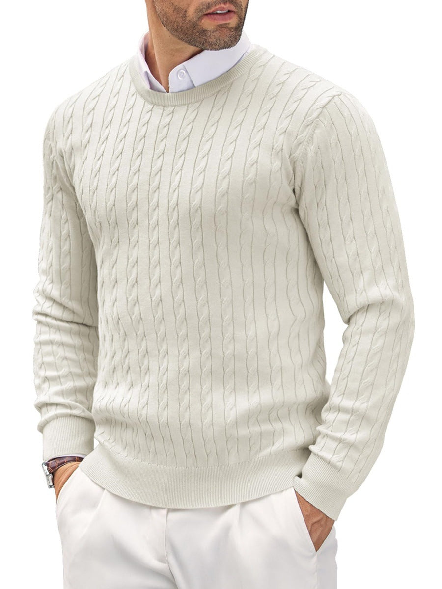 Pullover Herren Slim Fit mit gedrehtem Kabelmuster - 1 - Jasminaboutique.com