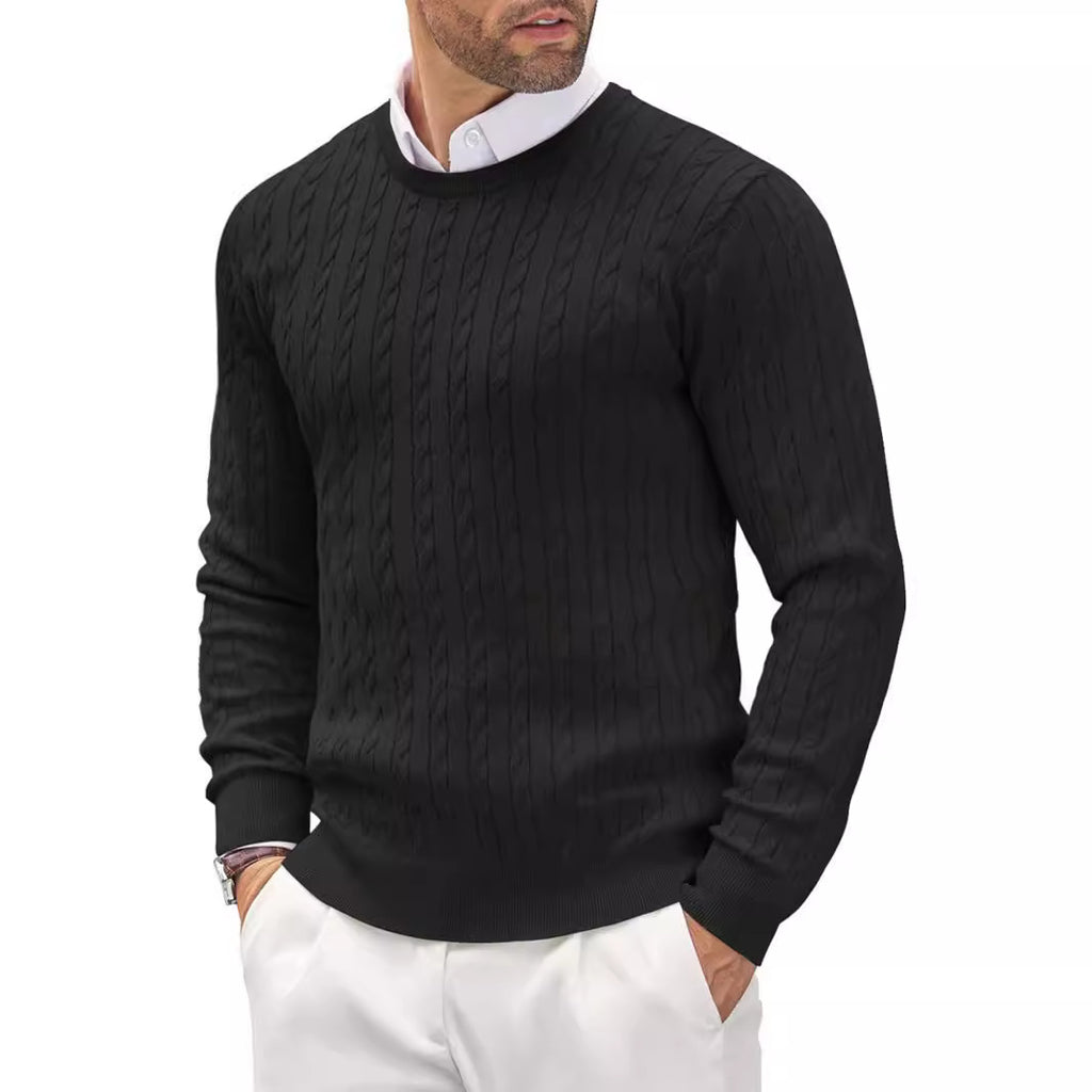 Pullover Herren Slim Fit mit gedrehtem Kabelmuster - 6 - Jasminaboutique.com