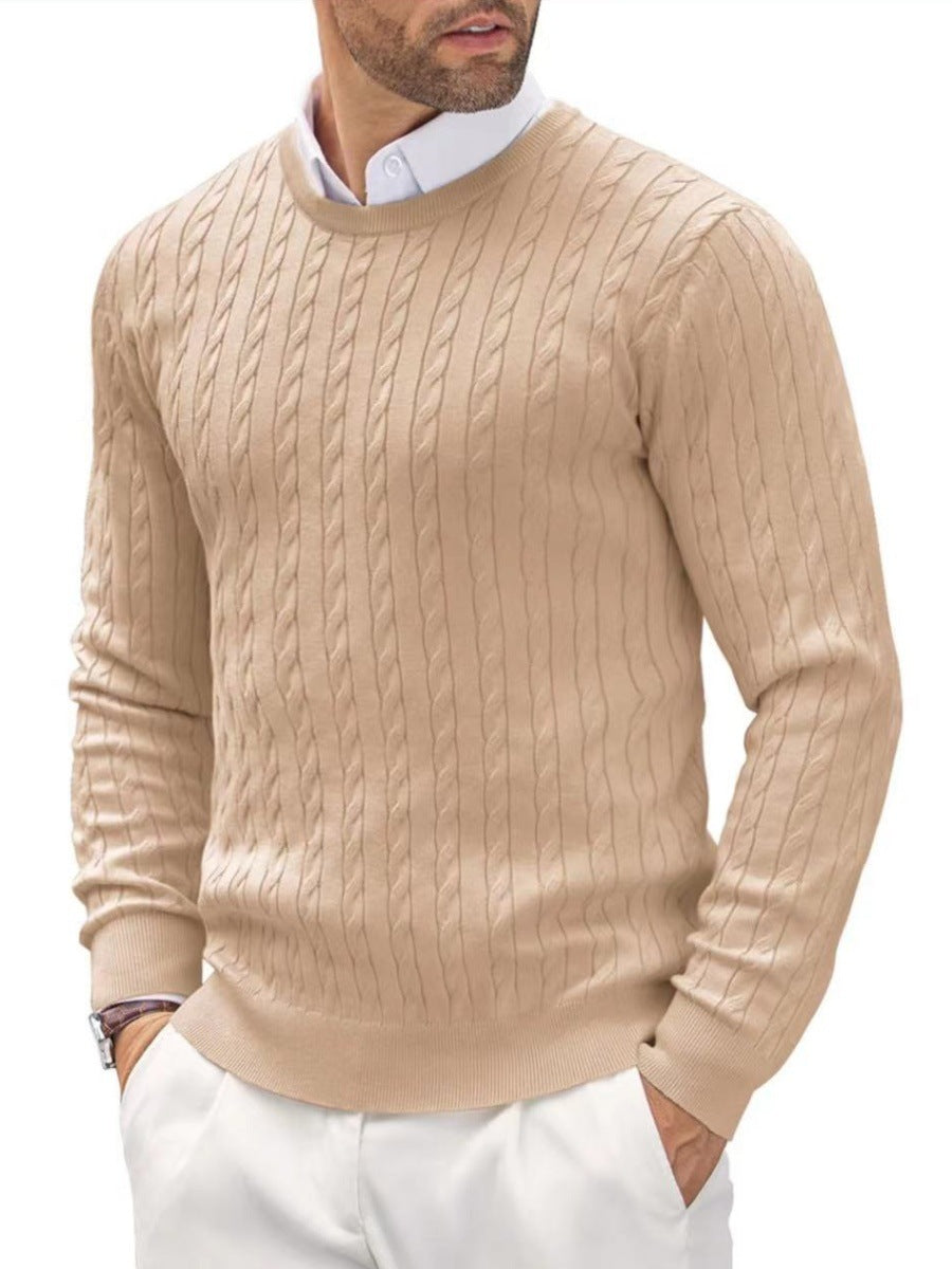 Pullover Herren Slim Fit mit gedrehtem Kabelmuster - 7 - Jasminaboutique.com