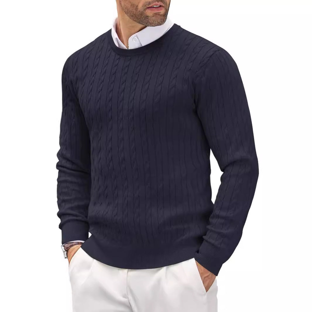 Pullover Herren Slim Fit mit gedrehtem Kabelmuster - 8 - Jasminaboutique.com
