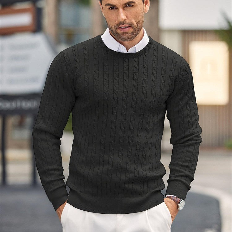 Pullover Herren Slim Fit mit gedrehtem Kabelmuster - 10 - Jasminaboutique.com