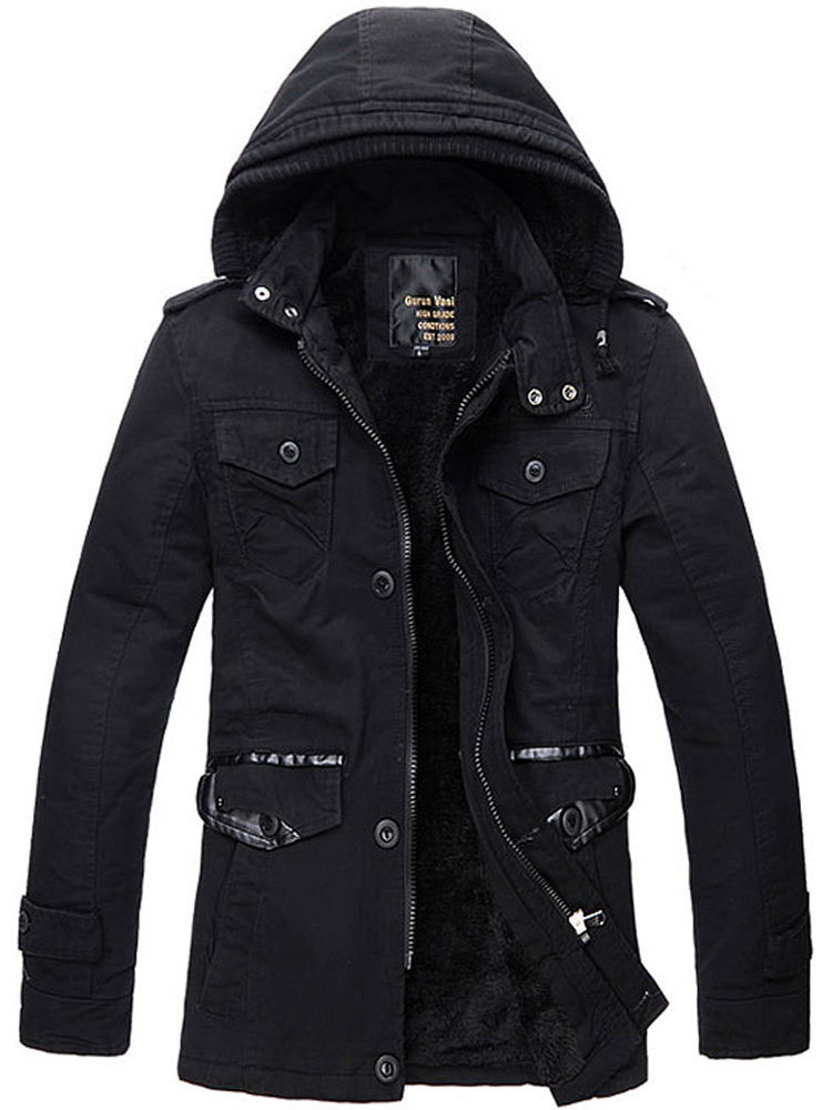 Herrenjacke mit abnehmbarer Kapuze und winddichtem Design - 6 - Jasminaboutique.com