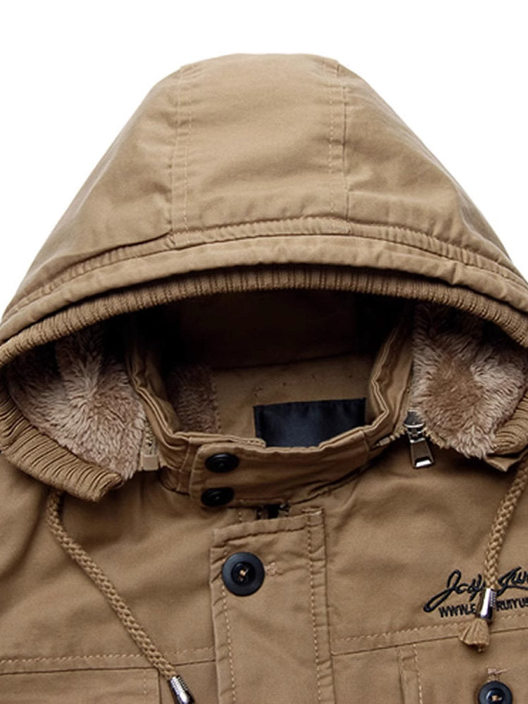 Herrenjacke mit abnehmbarer Kapuze und winddichtem Design - 8 - Jasminaboutique.com