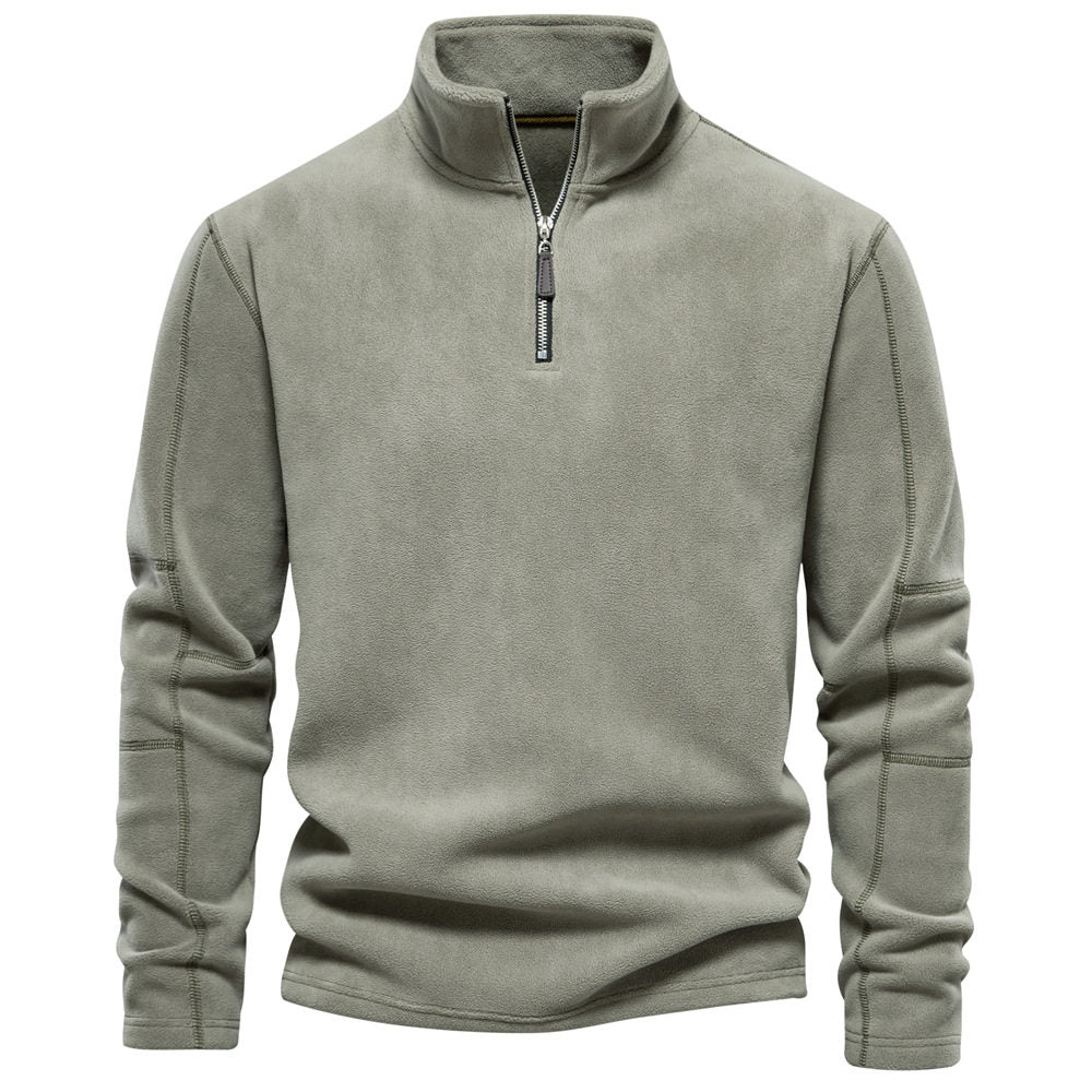 Herren Langarm-Pullover mit Stehkragen und Halb-Reißverschluss - 1 - Jasminaboutique.com
