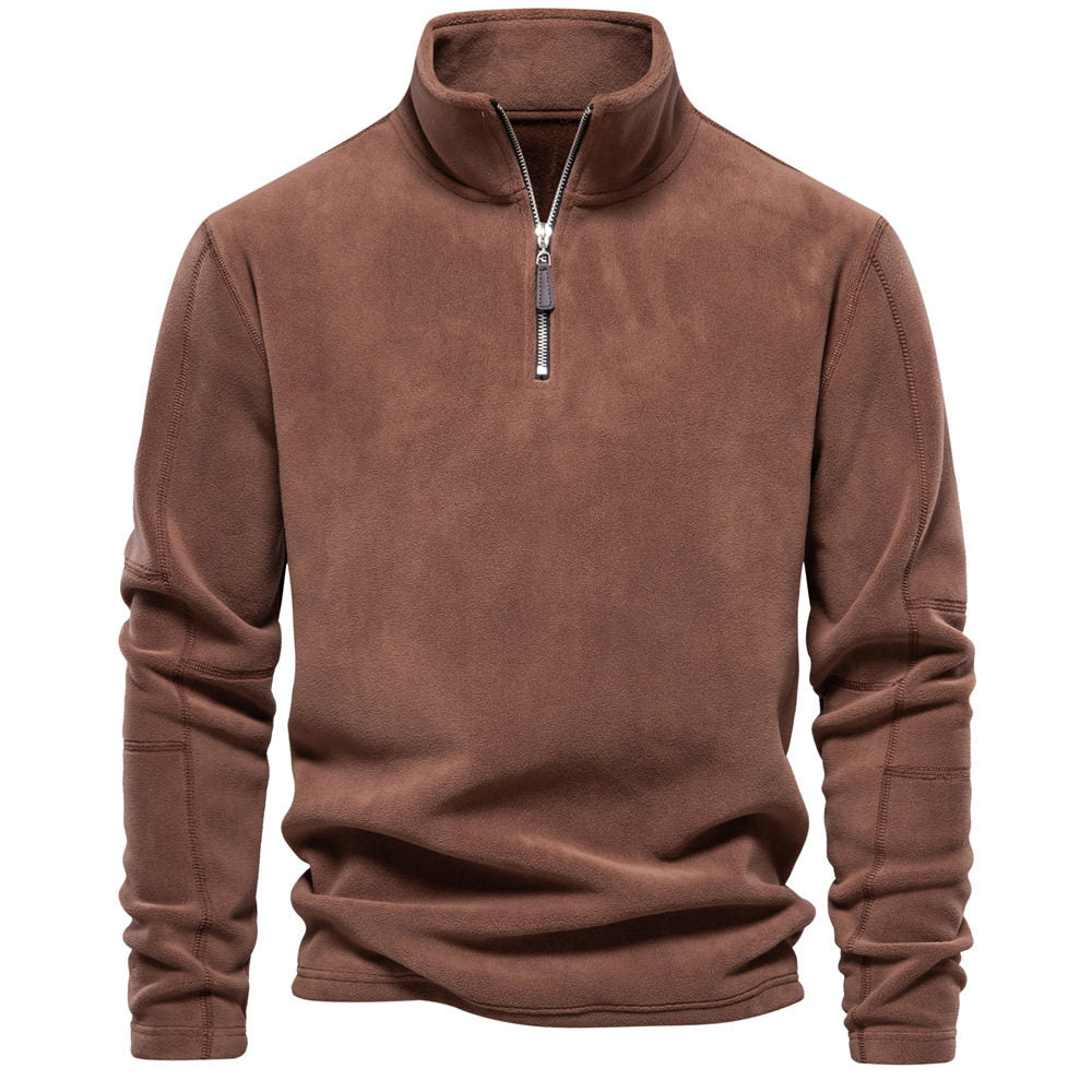 Herren Langarm-Pullover mit Stehkragen und Halb-Reißverschluss - 2 - Jasminaboutique.com
