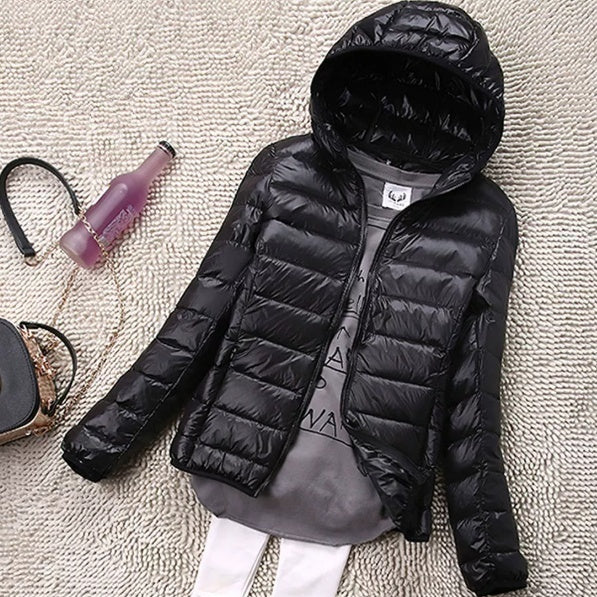 Jacke Damen Slim-Fit Kurz mit Kapuze - 3 - Jasminaboutique.com