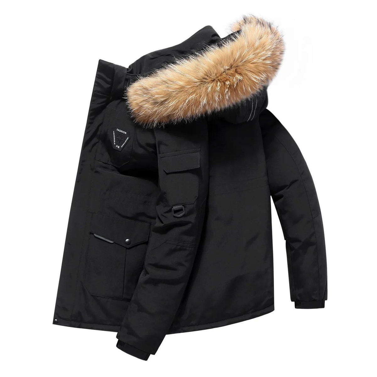 Jacke Herren mit Kapuze und großem Pelzkragen - 2 - Jasminaboutique.com