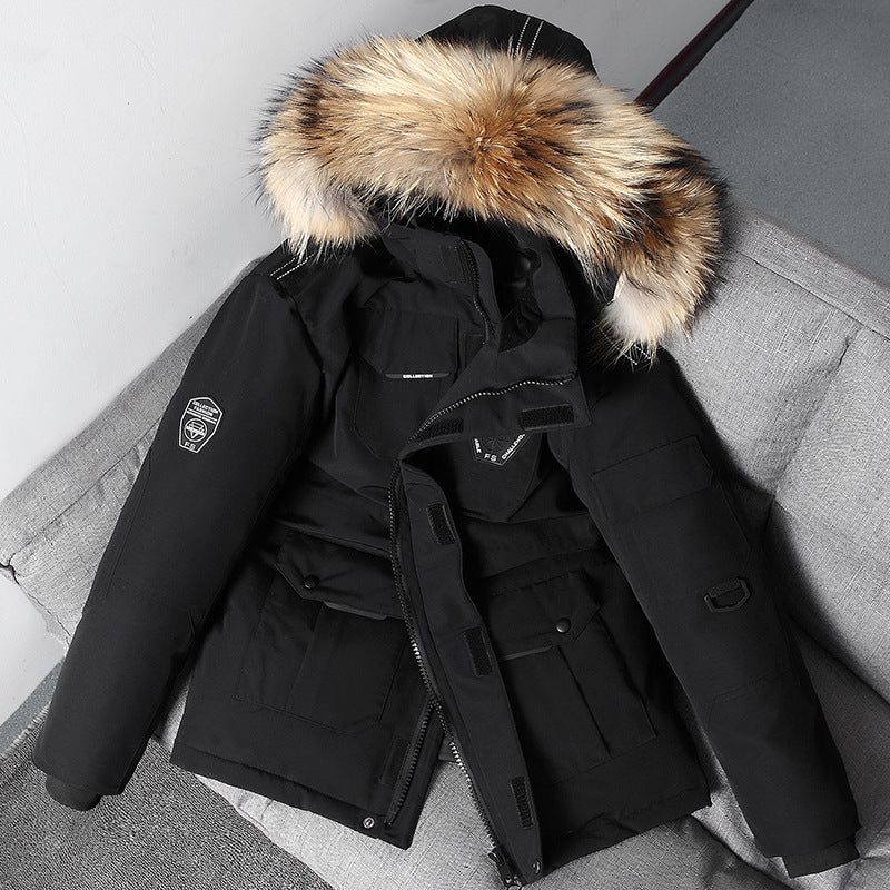 Jacke Herren mit Kapuze und großem Pelzkragen - 3 - Jasminaboutique.com