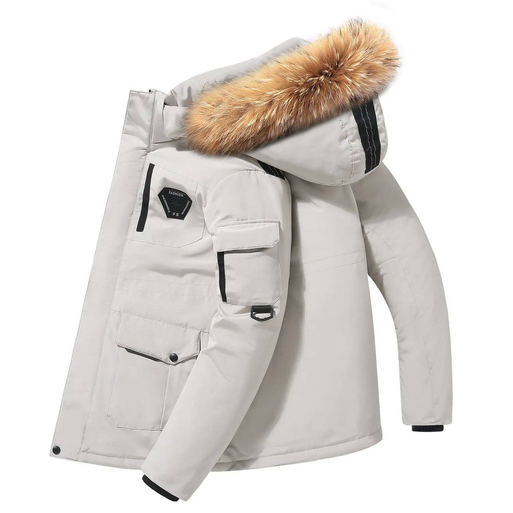 Jacke Herren mit Kapuze und großem Pelzkragen - 7 - Jasminaboutique.com