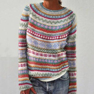 Damen Gemütlicher Pullover mit Einzigartigen Mustern - 2 - Jasminaboutique.com