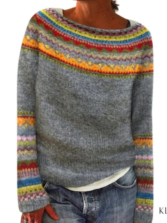 Damen Gemütlicher Pullover mit Einzigartigen Mustern - 6 - Jasminaboutique.com