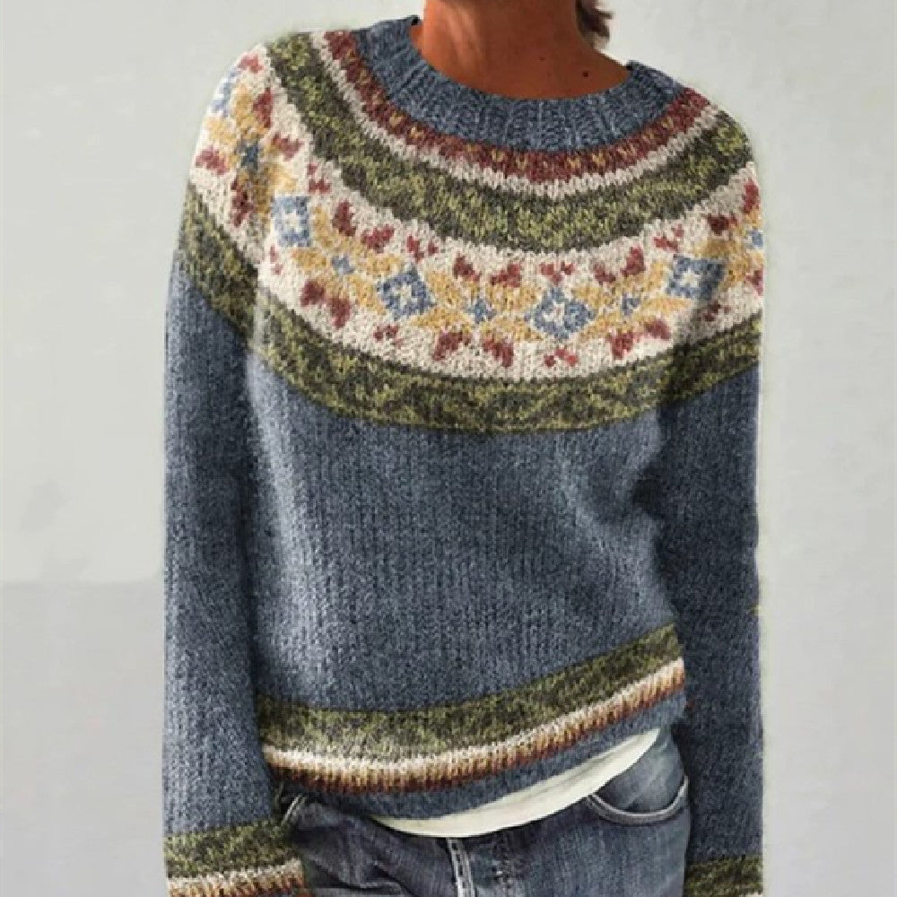 Damen Gemütlicher Pullover mit Einzigartigen Mustern - 9 - Jasminaboutique.com