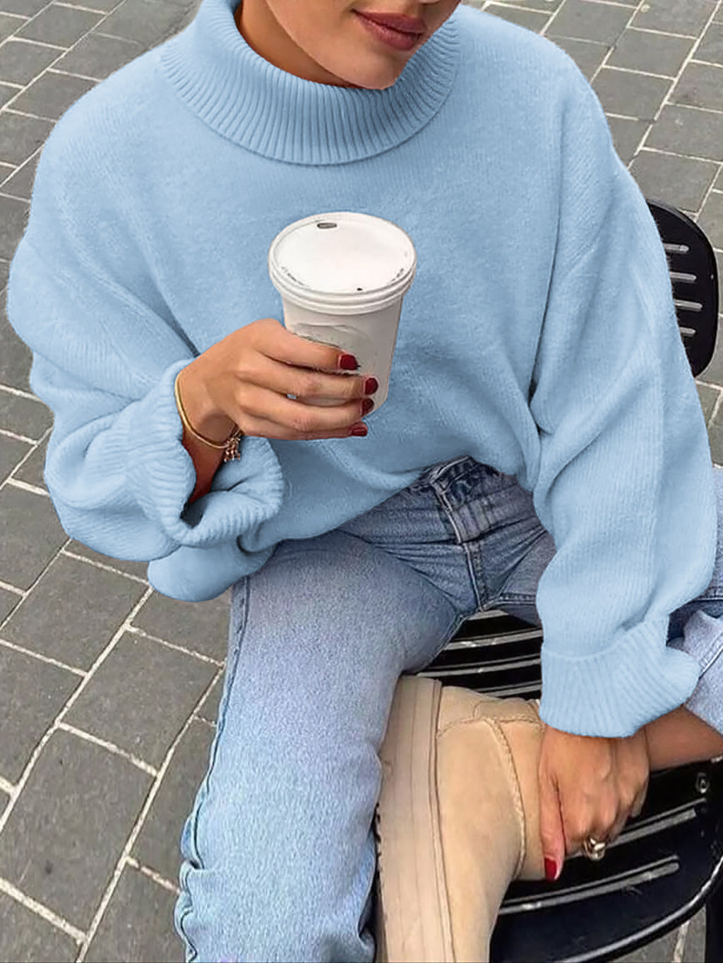Pullover Sweater Damen Regular Fit mit langen Ärmeln - 6 - Jasminaboutique.com