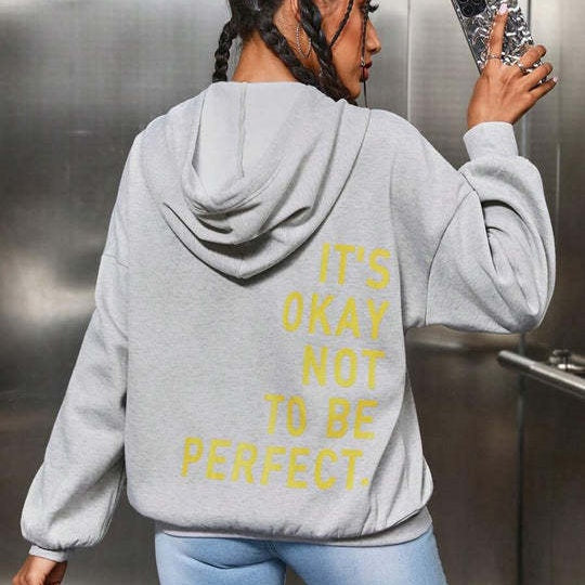 Hoodie Damen Relaxed Fit mit inspirierendem Druck - 2 - Jasminaboutique.com