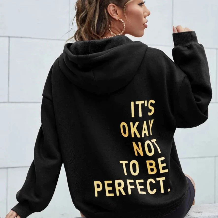 Hoodie Damen Relaxed Fit mit inspirierendem Druck - 18 - Jasminaboutique.com