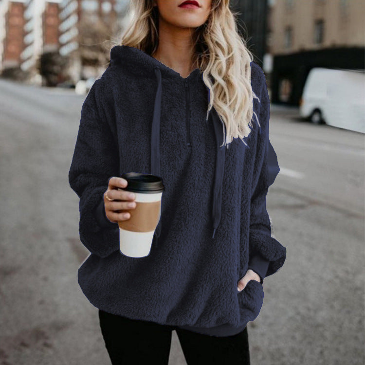 Hoodie Damen Lockerer Schnitt mit Fronttasche - 2 - Jasminaboutique.com
