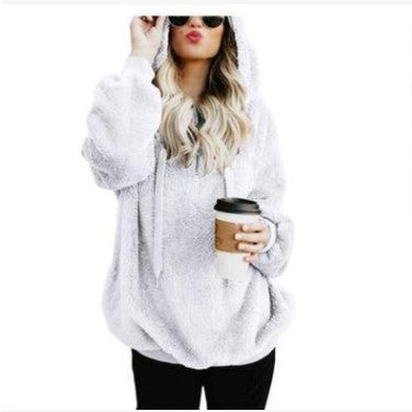 Hoodie Damen Lockerer Schnitt mit Fronttasche - 6 - Jasminaboutique.com