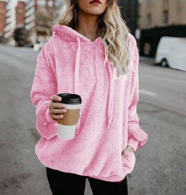 Hoodie Damen Lockerer Schnitt mit Fronttasche - 13 - Jasminaboutique.com