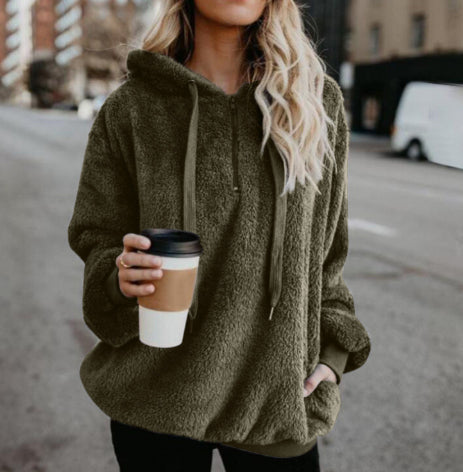 Hoodie Damen Lockerer Schnitt mit Fronttasche - 14 - Jasminaboutique.com