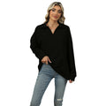 Sweatshirt Damen Relaxed Fit mit Revers V-Ausschnitt - 7 - Jasminaboutique.com