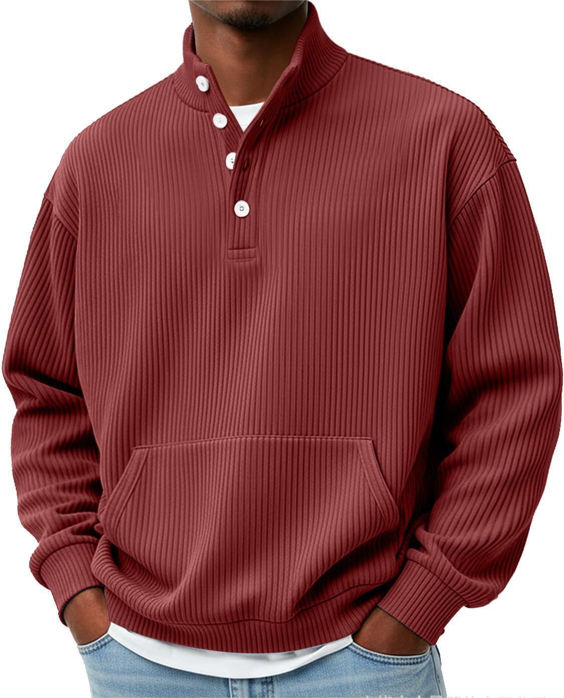 Sweatshirt Herren Freizeit Langarm mit Knopfleiste - 7 - Jasminaboutique.com