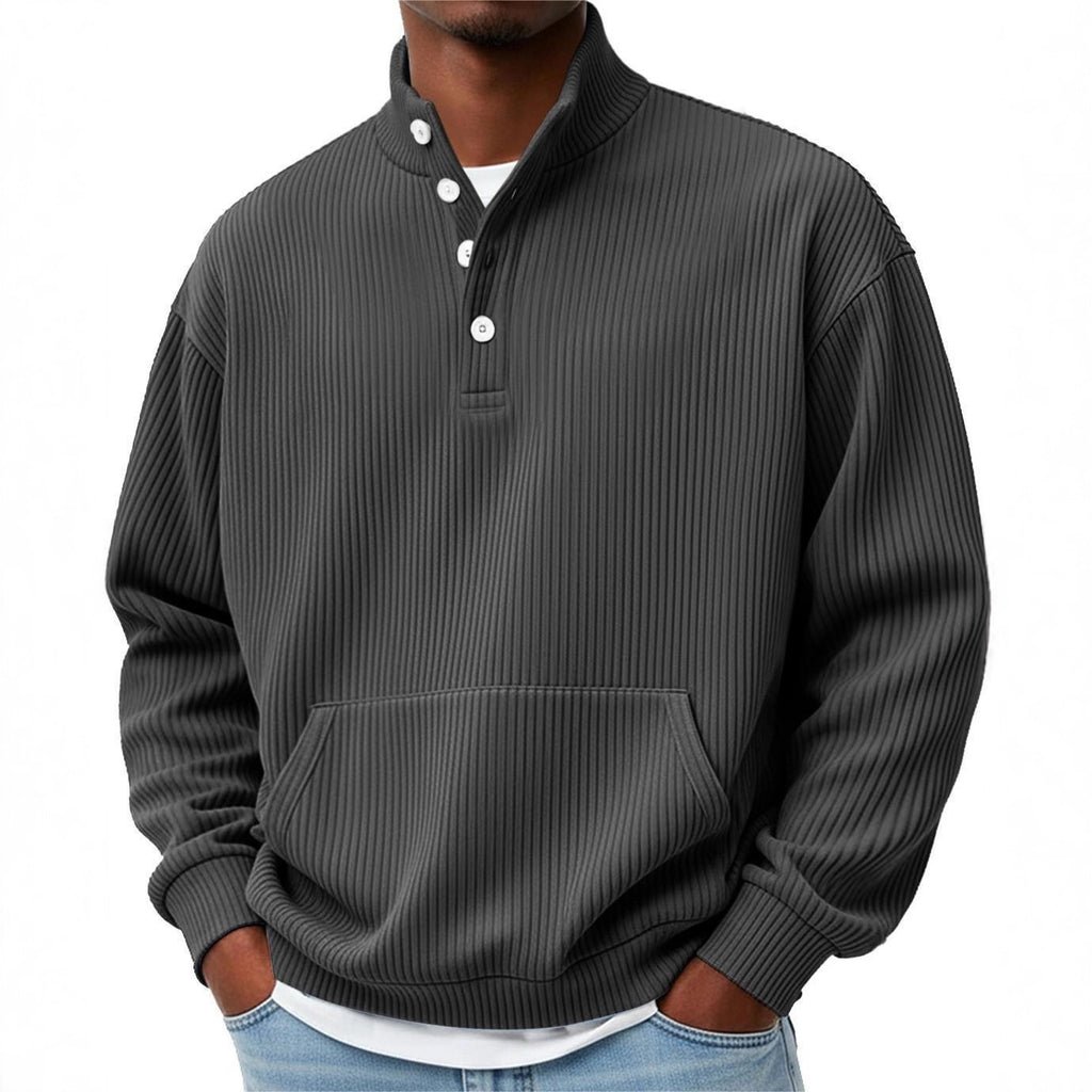 Sweatshirt Herren Freizeit Langarm mit Knopfleiste - 8 - Jasminaboutique.com