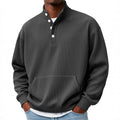 Sweatshirt Herren Freizeit Langarm mit Knopfleiste - 8 - Jasminaboutique.com
