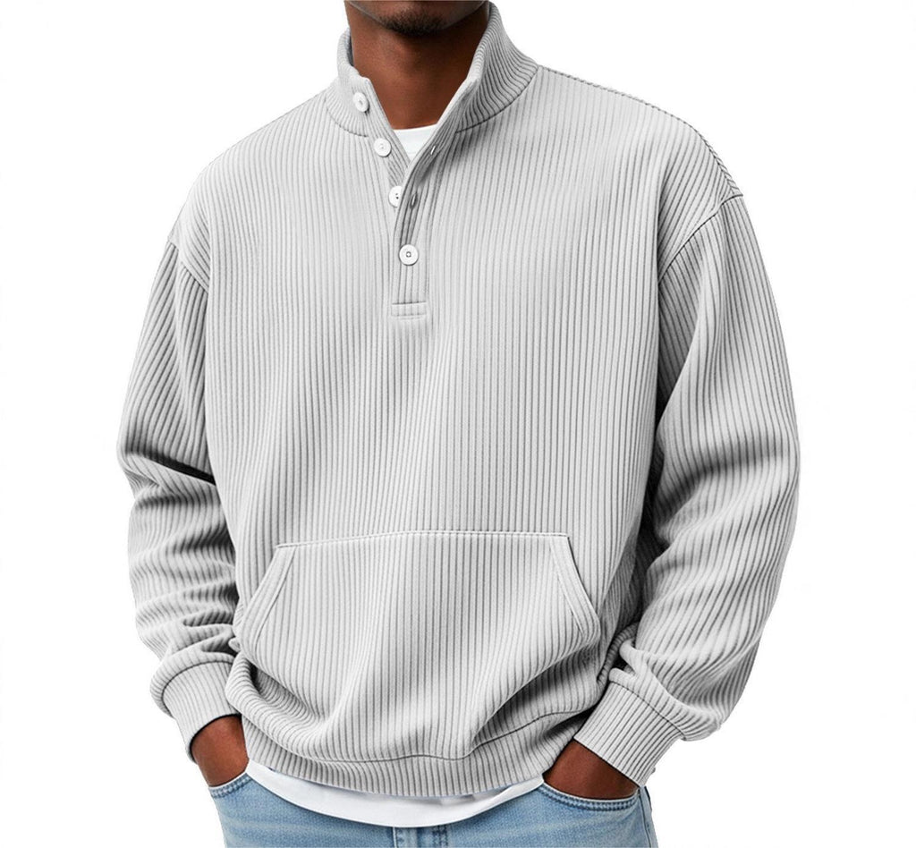Sweatshirt Herren Freizeit Langarm mit Knopfleiste - 10 - Jasminaboutique.com