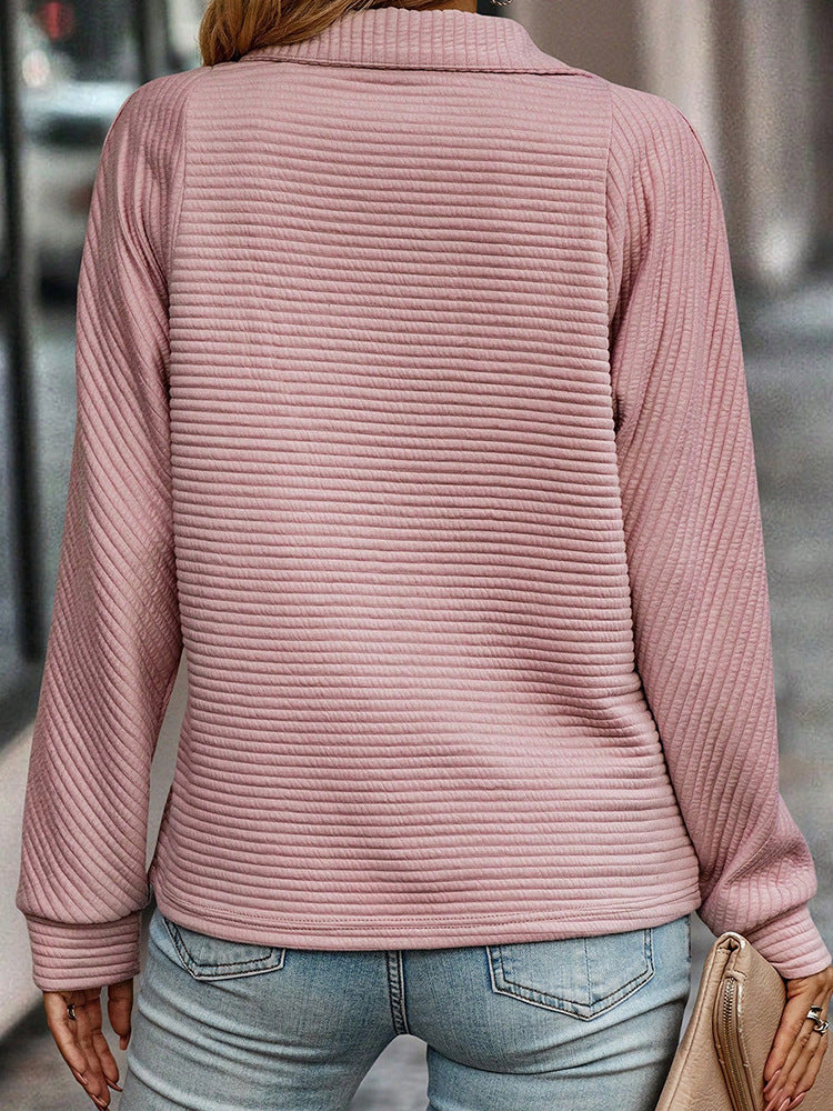 Hoodie Damen Pullover mit Reißverschluss Stehkragen - 1 - Jasminaboutique.com
