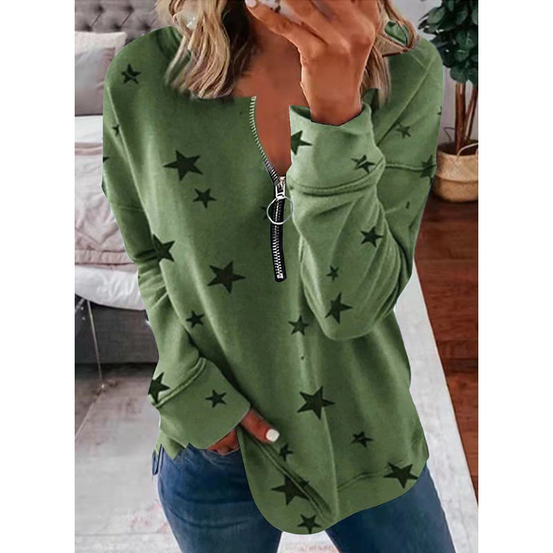 Pullover Damen Sweatshirt mit Reißverschluss-Detail - 1 - Jasminaboutique.com