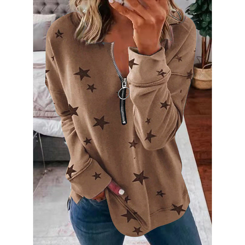 Pullover Damen Sweatshirt mit Reißverschluss-Detail - 3 - Jasminaboutique.com