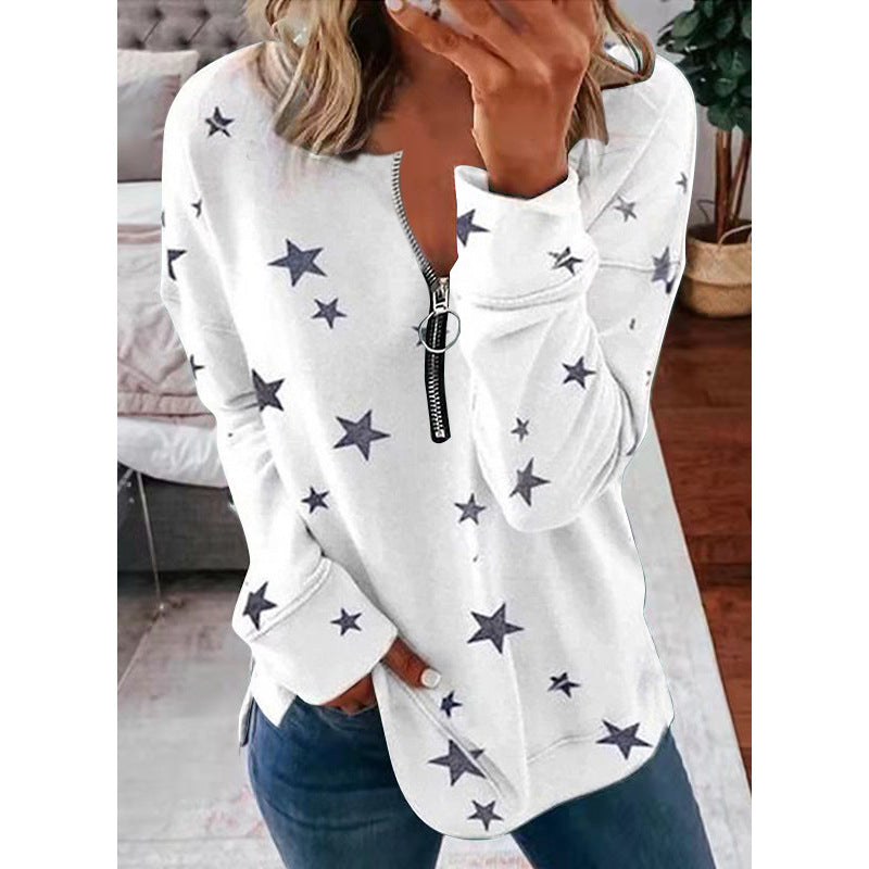Pullover Damen Sweatshirt mit Reißverschluss-Detail - 5 - Jasminaboutique.com