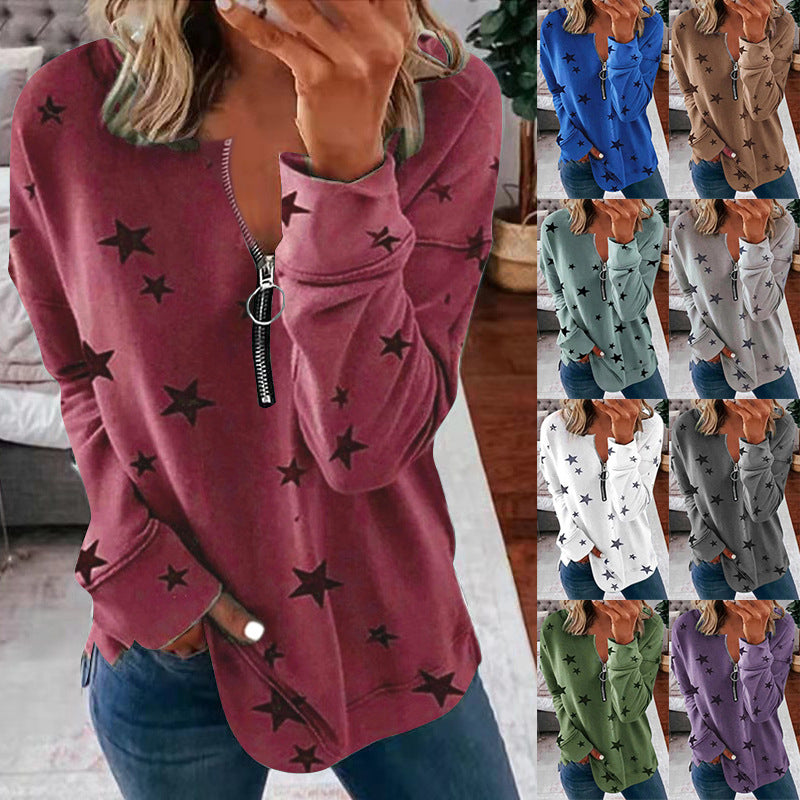 Pullover Damen Sweatshirt mit Reißverschluss-Detail - 9 - Jasminaboutique.com