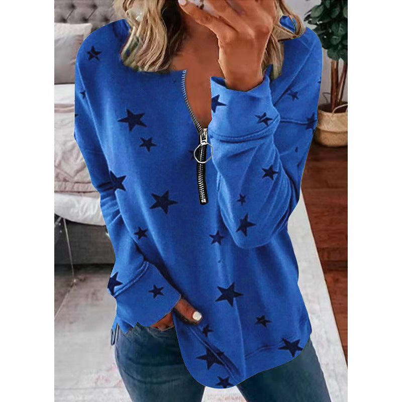 Pullover Damen Sweatshirt mit Reißverschluss-Detail - 12 - Jasminaboutique.com