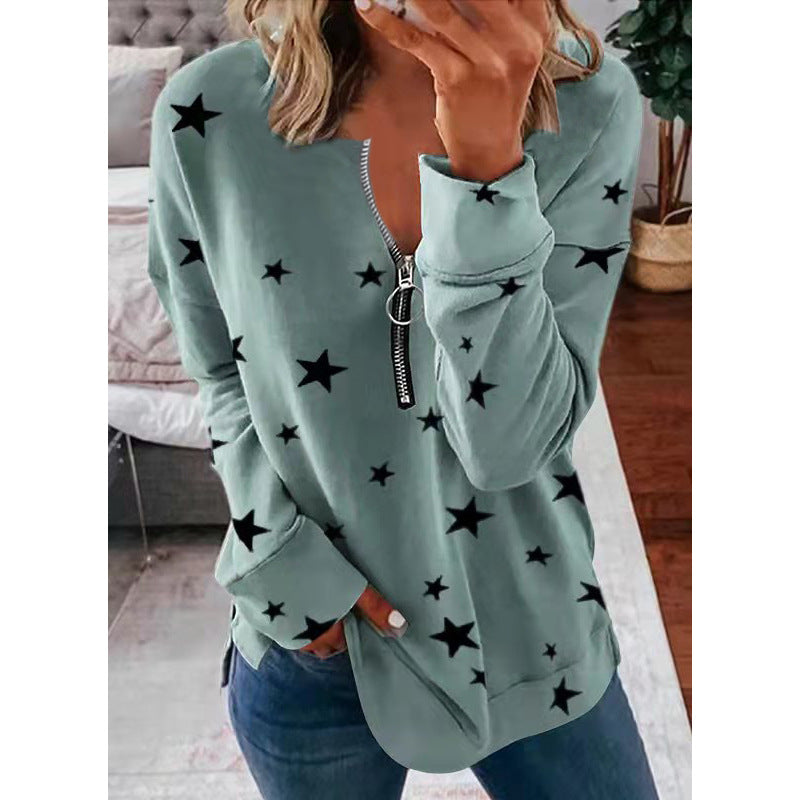 Pullover Damen Sweatshirt mit Reißverschluss-Detail - 13 - Jasminaboutique.com