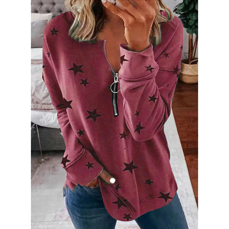 Pullover Damen Sweatshirt mit Reißverschluss-Detail - 14 - Jasminaboutique.com
