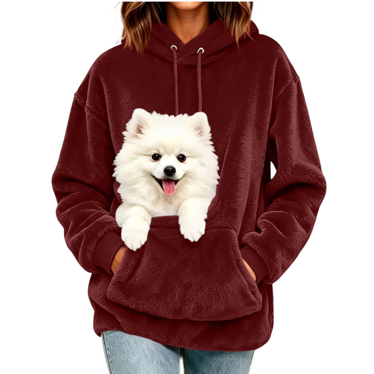 Hoodie Damen Relaxed Fit mit großer Tasche für Haustiere - 3 - Jasminaboutique.com