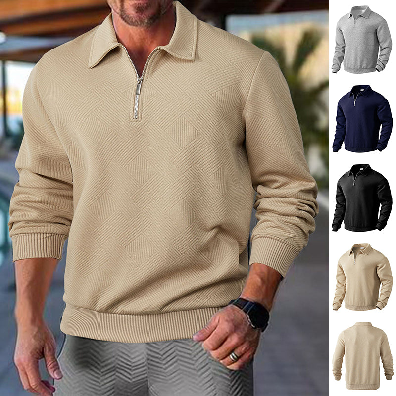 Pullover Herren Halb-Zip Sweatshirt mit Jacquard-Design - 1 - Jasminaboutique.com