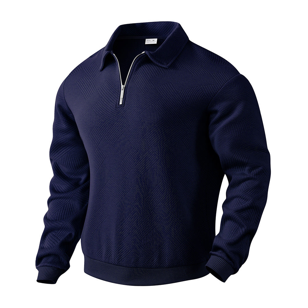 Pullover Herren Halb-Zip Sweatshirt mit Jacquard-Design - 2 - Jasminaboutique.com