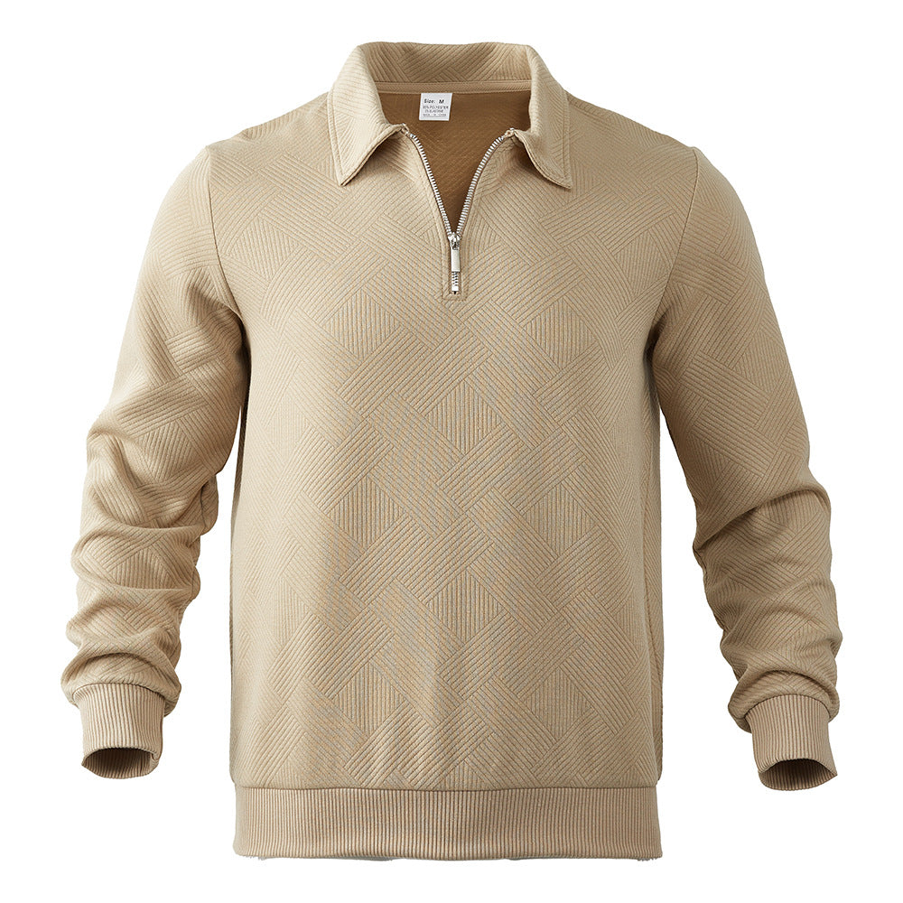 Pullover Herren Halb-Zip Sweatshirt mit Jacquard-Design - 3 - Jasminaboutique.com