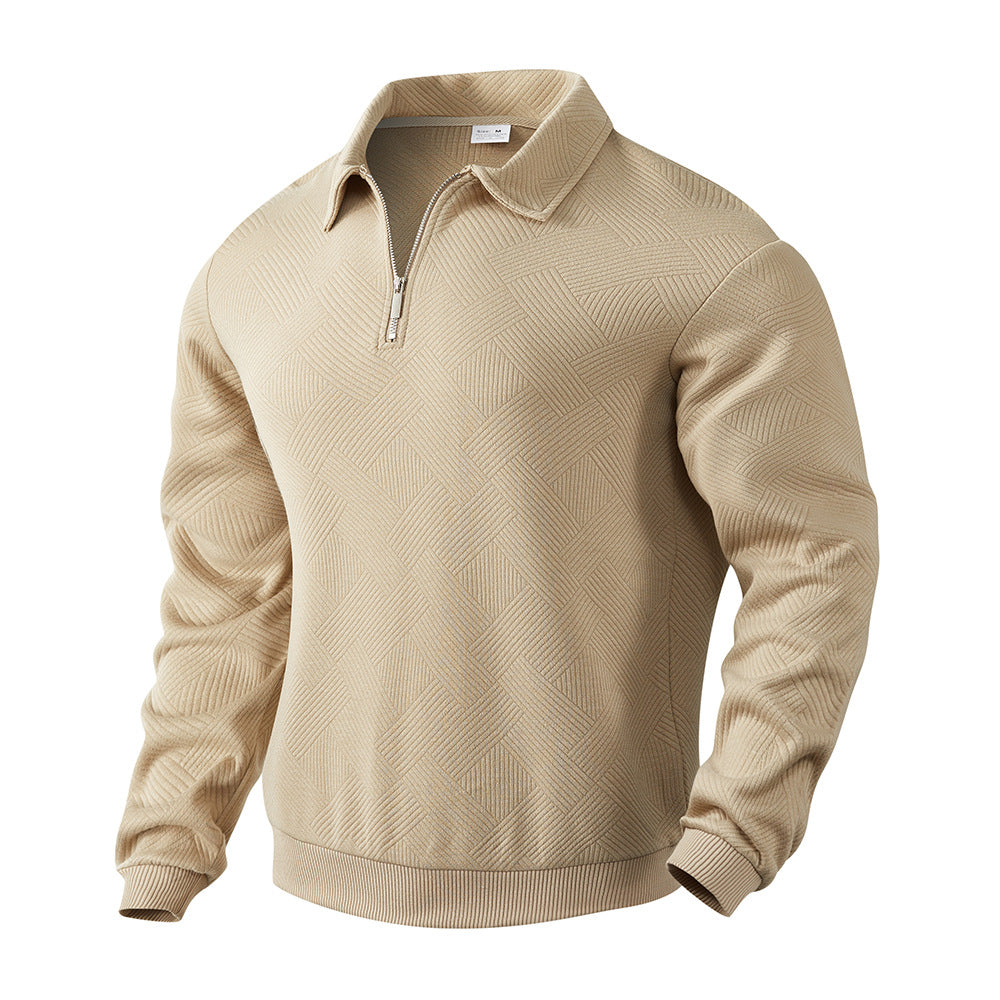 Pullover Herren Halb-Zip Sweatshirt mit Jacquard-Design - 4 - Jasminaboutique.com