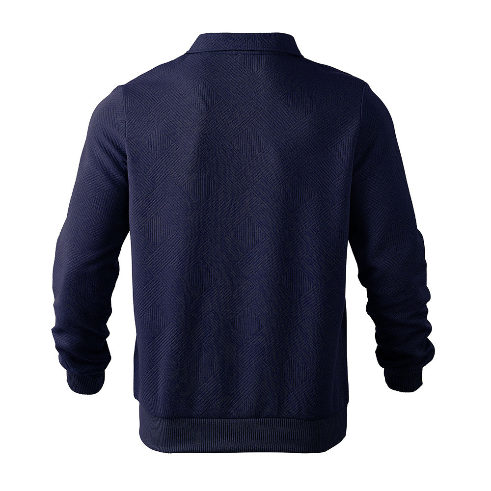 Pullover Herren Halb-Zip Sweatshirt mit Jacquard-Design - 9 - Jasminaboutique.com