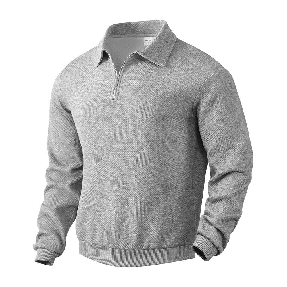 Pullover Herren Halb-Zip Sweatshirt mit Jacquard-Design - 10 - Jasminaboutique.com