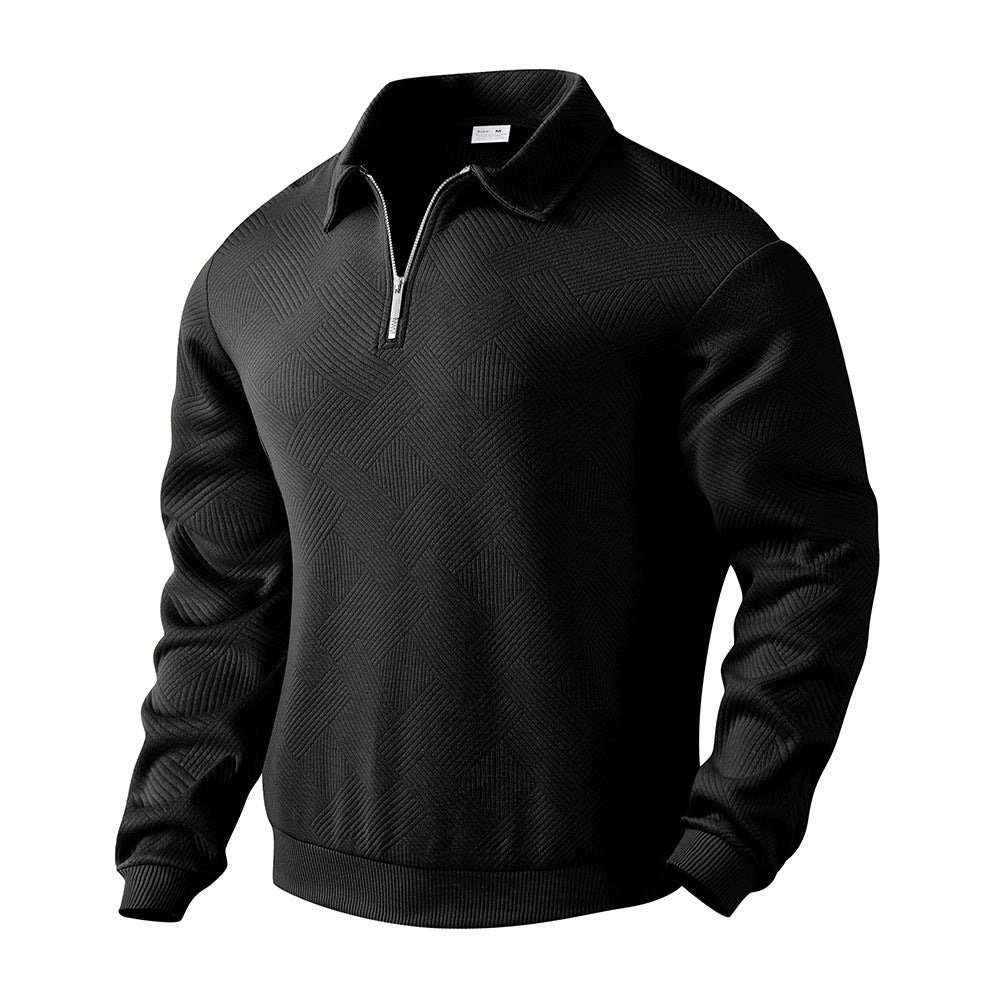 Pullover Herren Halb-Zip Sweatshirt mit Jacquard-Design - 11 - Jasminaboutique.com