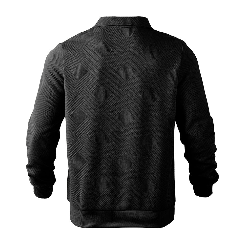 Pullover Herren Halb-Zip Sweatshirt mit Jacquard-Design - 12 - Jasminaboutique.com