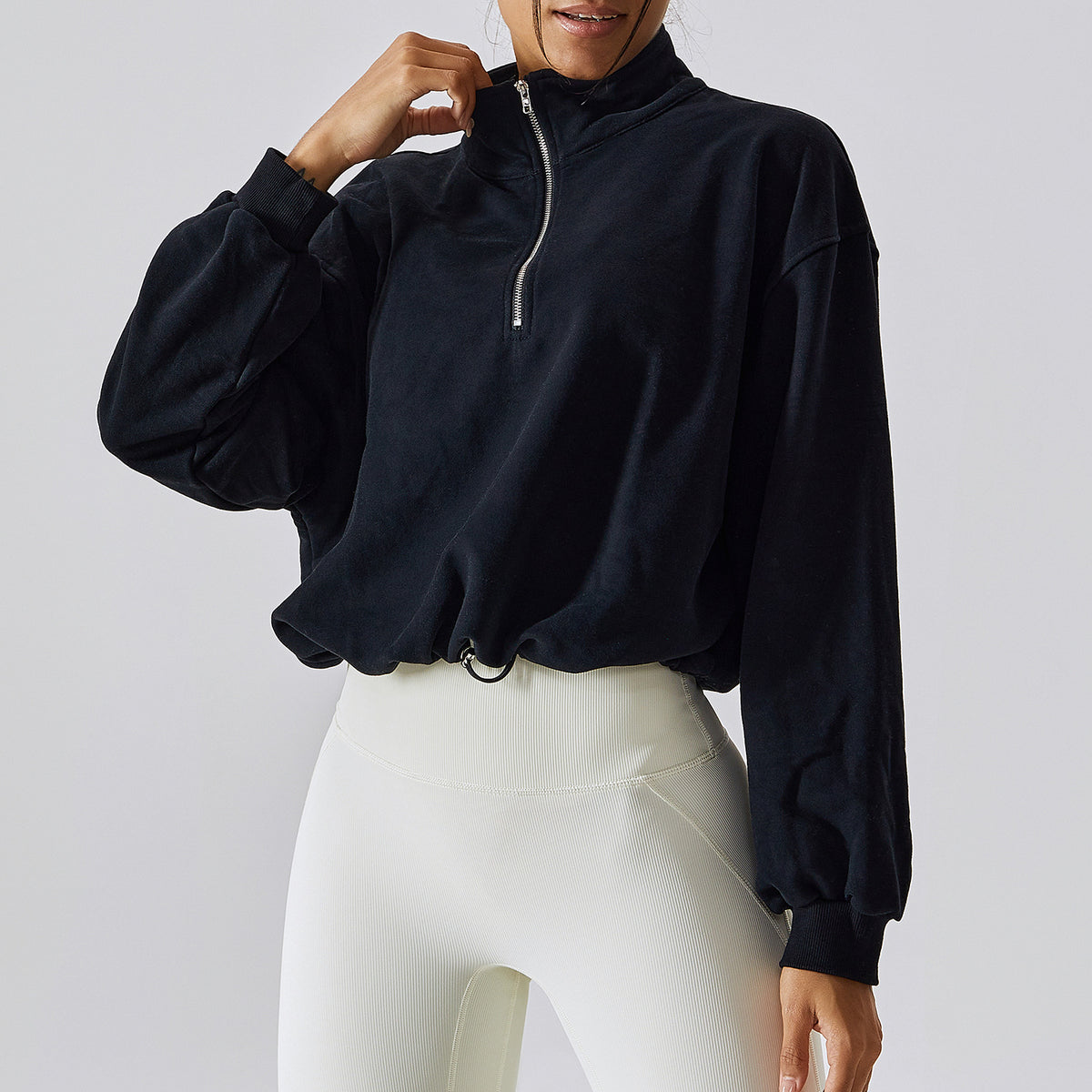 Pullover Damen Relaxed Fit mit Stehkragen - 2 - Jasminaboutique.com
