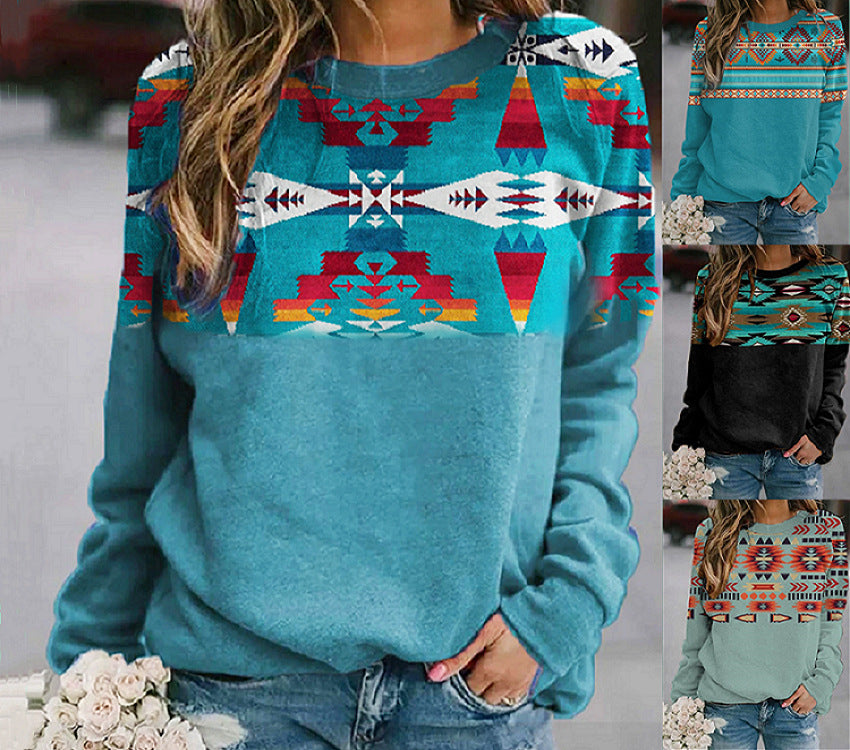 Sweatshirt Damen Regular Fit mit geometrischem Druck - 1 - Jasminaboutique.com
