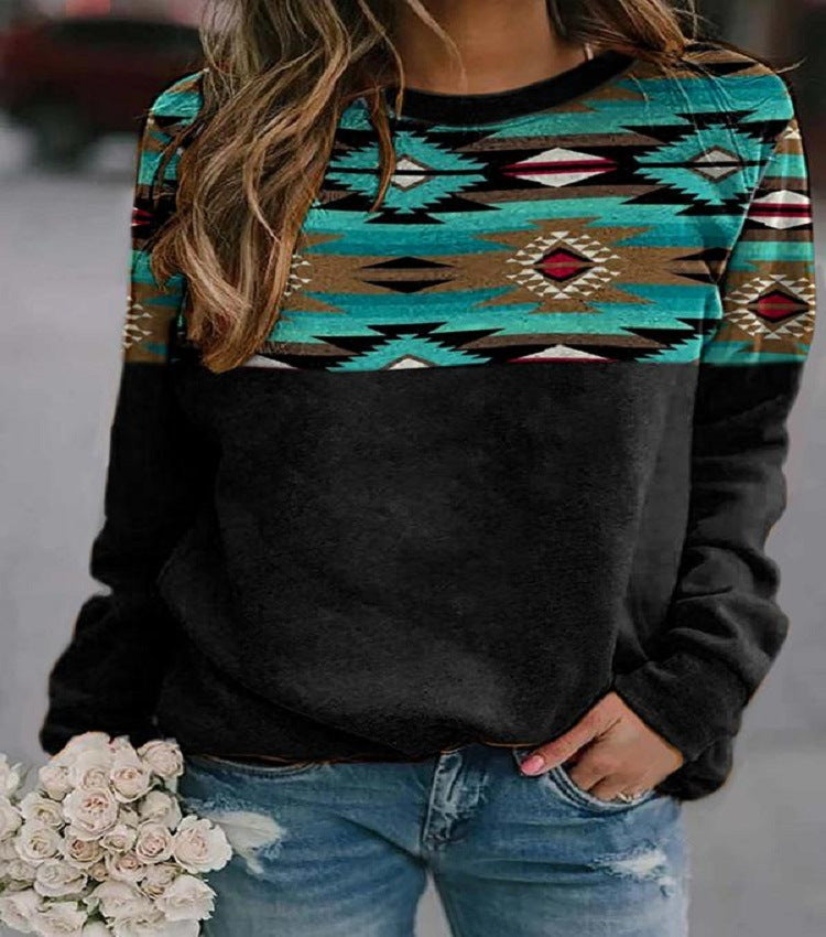 Sweatshirt Damen Regular Fit mit geometrischem Druck - 2 - Jasminaboutique.com