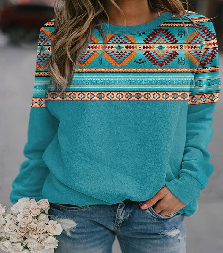 Sweatshirt Damen Regular Fit mit geometrischem Druck - 3 - Jasminaboutique.com